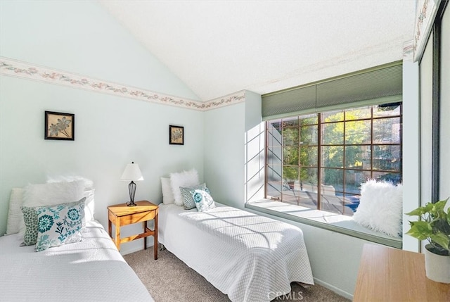 711 Cienega Rd Unit B, Big Bear Lake, CA 92315 - bedroom featuring carpet and lofted ceiling