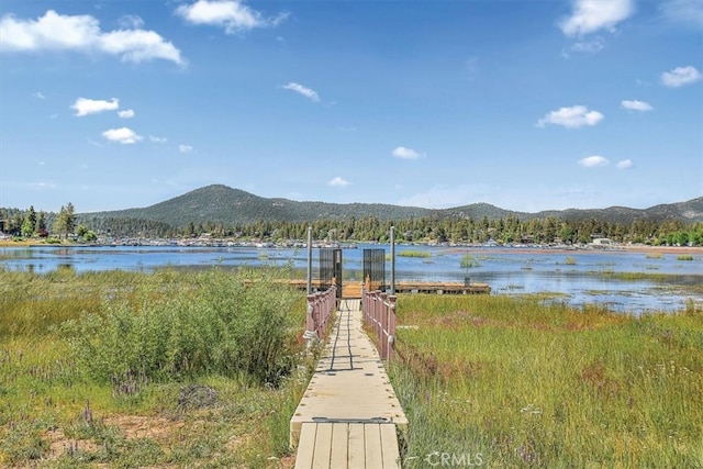 711 Cienega Rd Unit B, Big Bear Lake, CA 92315 - property view of water with a mountain view and a boat dock