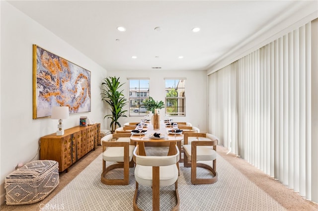 view of carpeted dining room