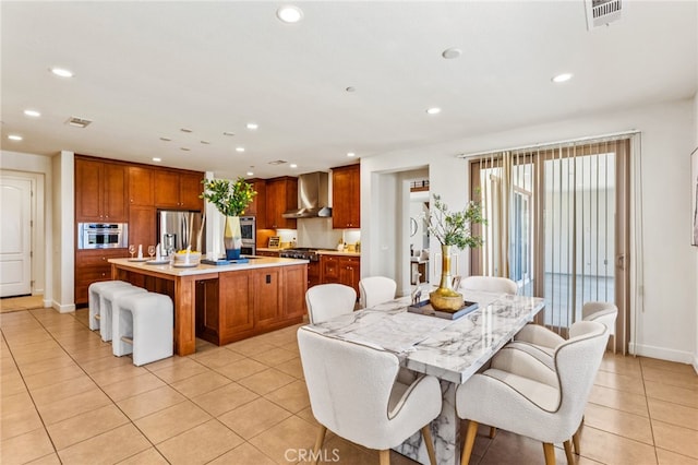 view of tiled dining space