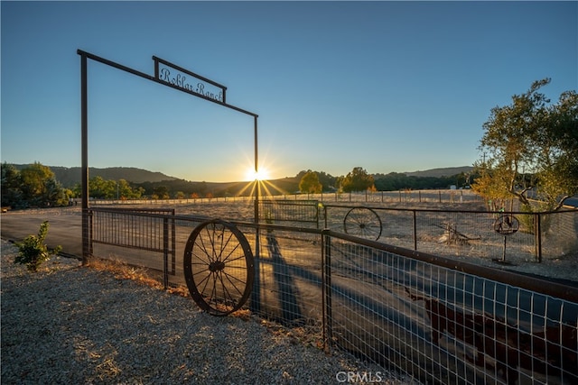 exterior space featuring a mountain view and a rural view