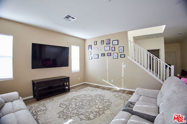 living room featuring hardwood / wood-style flooring