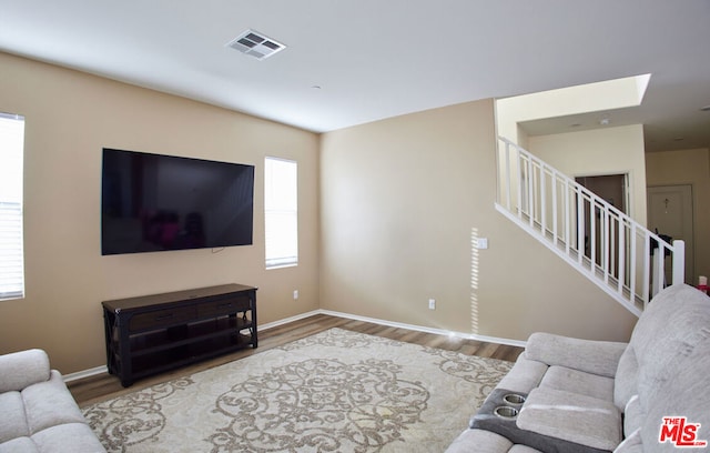 living room featuring wood-type flooring