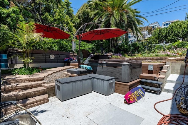 view of patio with a deck