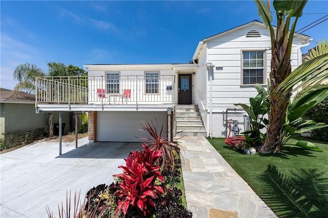 view of front of property with a garage