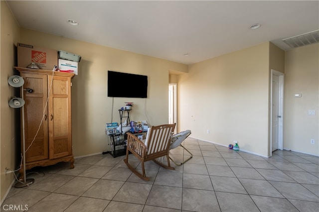 living area with light tile patterned flooring