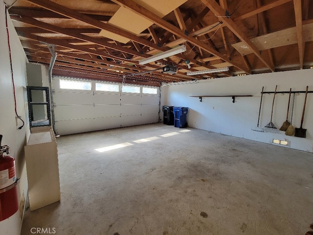 garage with a garage door opener