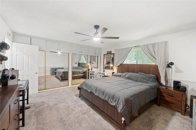 bedroom with carpet flooring and ceiling fan