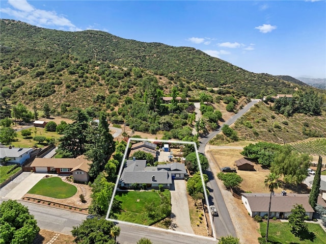 bird's eye view featuring a mountain view