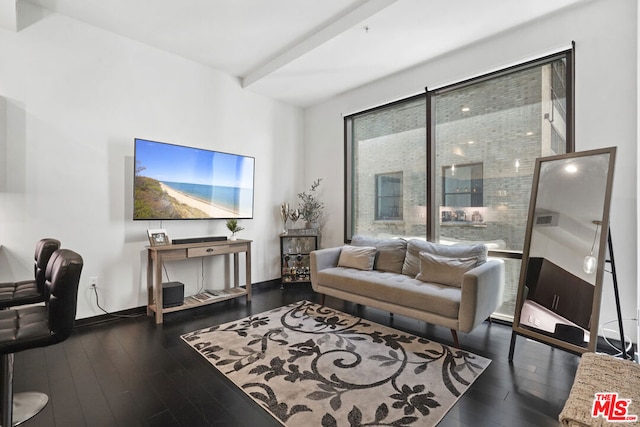 living room with dark wood-type flooring