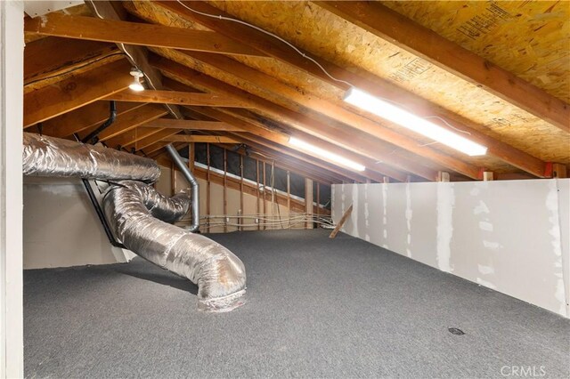 view of unfinished attic