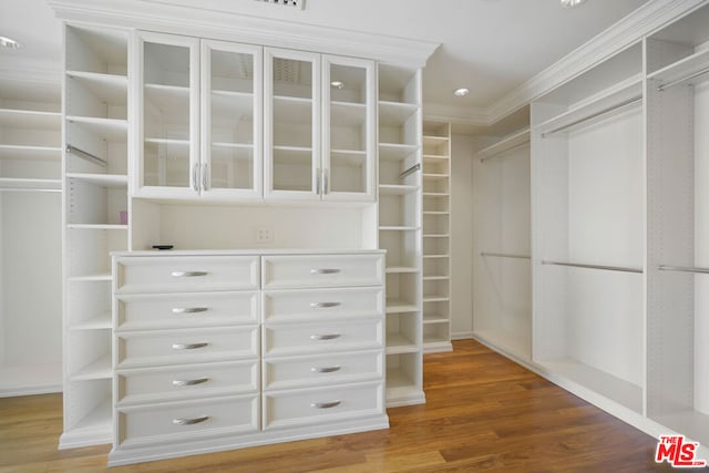 walk in closet featuring wood-type flooring