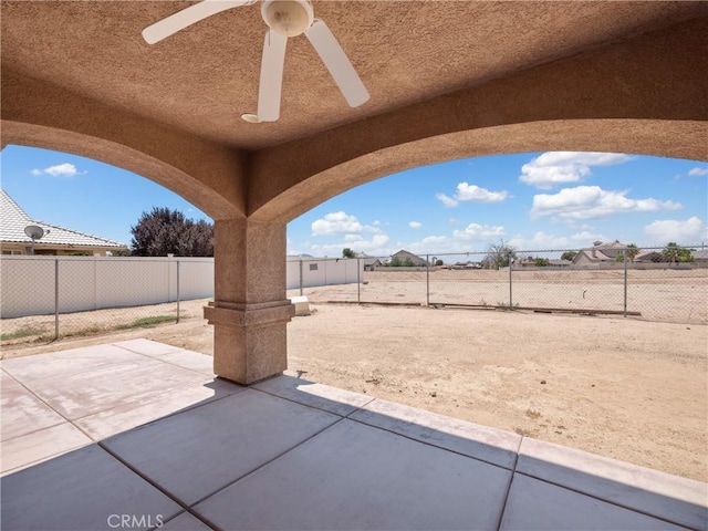 view of patio with ceiling fan