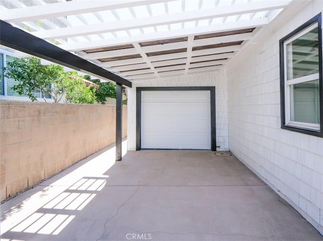 view of garage