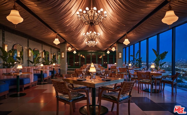 dining room featuring a chandelier