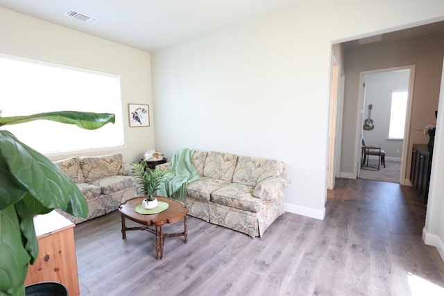 living room with light wood-type flooring