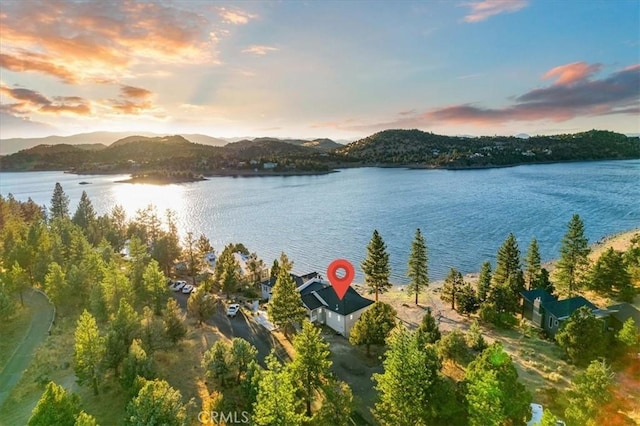 property view of water featuring a mountain view