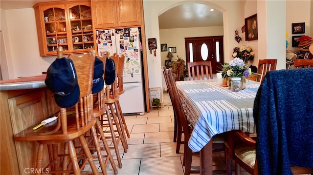 view of tiled dining space