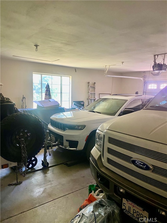 garage with a garage door opener