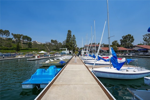 view of dock featuring a water view