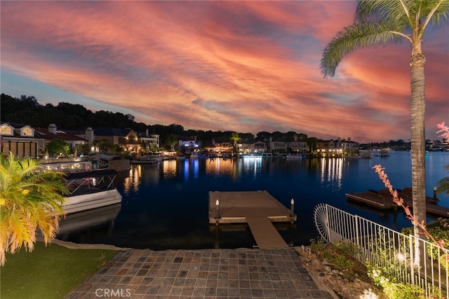 view of dock featuring a water view