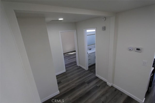 hall featuring dark hardwood / wood-style flooring