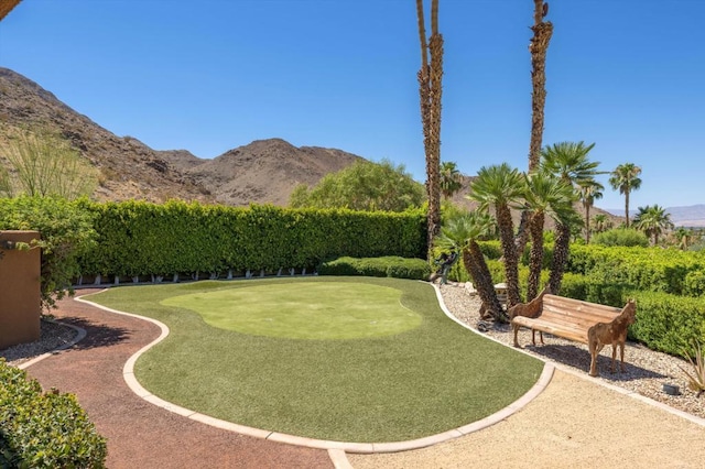 view of yard with a mountain view