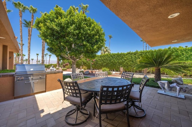 view of patio / terrace featuring an outdoor kitchen