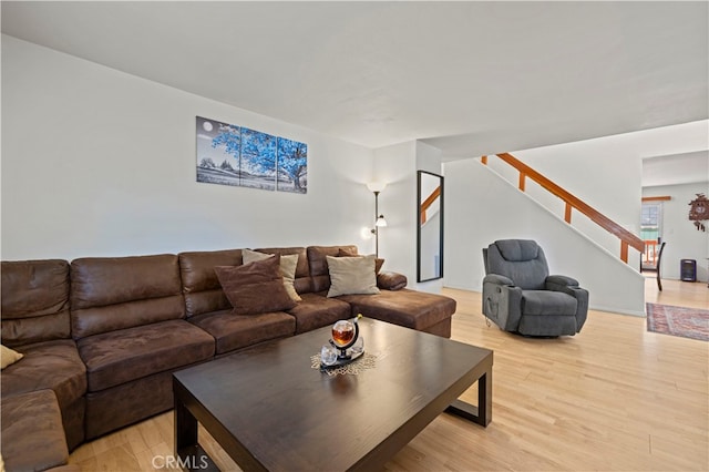 living room featuring light hardwood / wood-style flooring