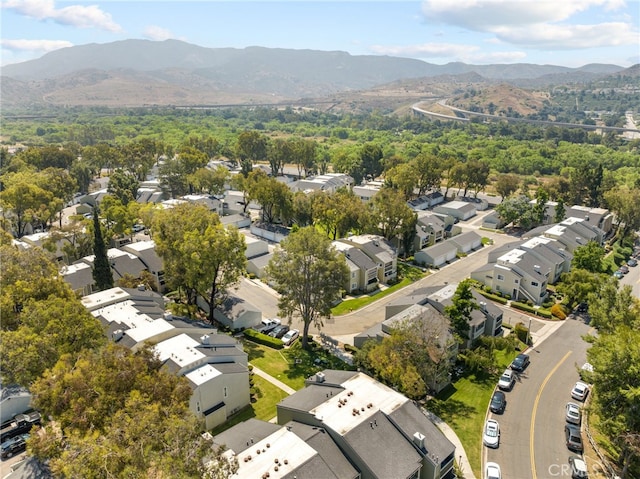 bird's eye view with a mountain view