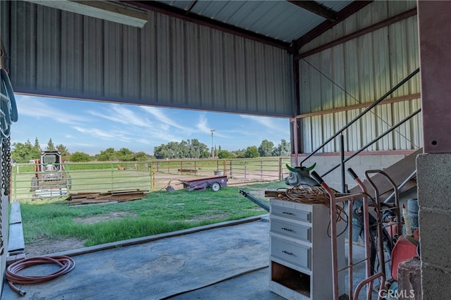 view of patio / terrace with a rural view