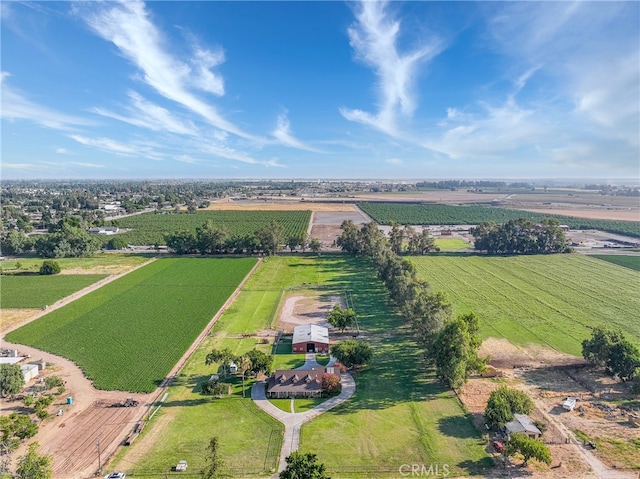 birds eye view of property featuring a rural view