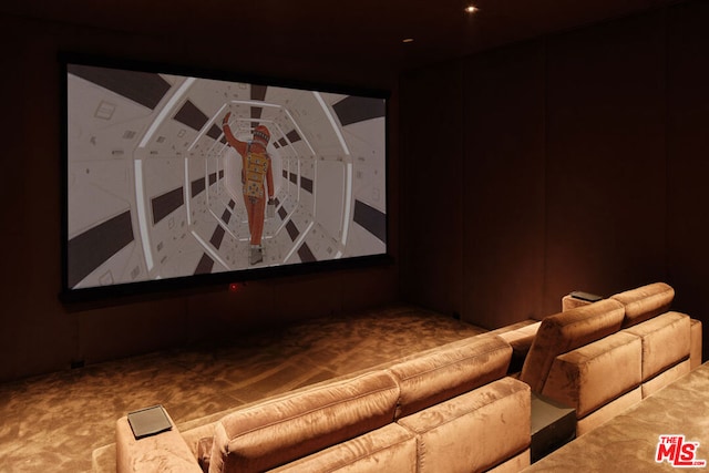 view of carpeted cinema room