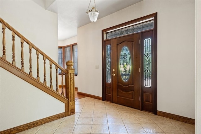 view of tiled entrance foyer