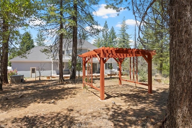 view of yard with a pergola