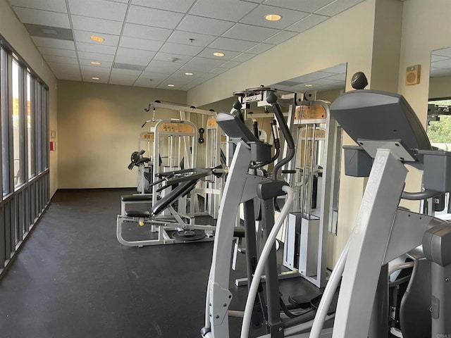 gym with a drop ceiling