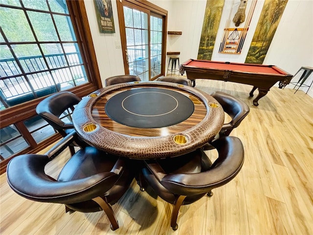 recreation room featuring hardwood / wood-style floors and billiards