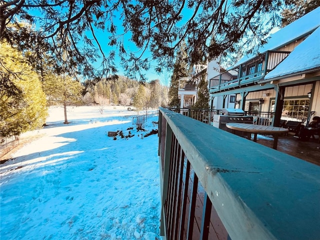 view of snow covered pool