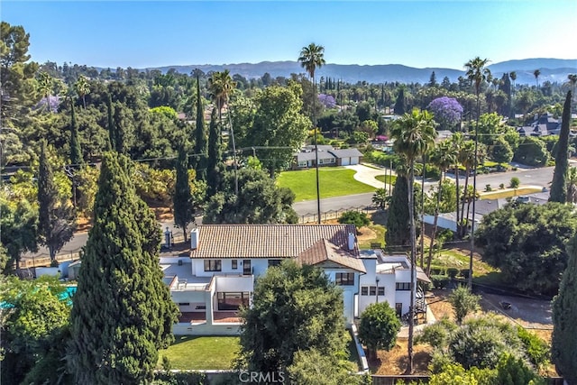 bird's eye view featuring a mountain view