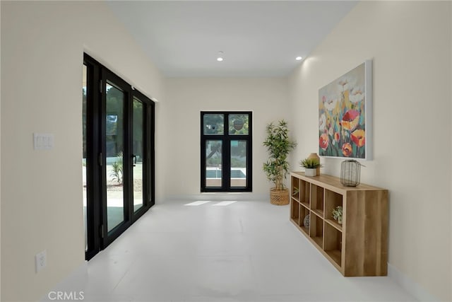 corridor featuring french doors