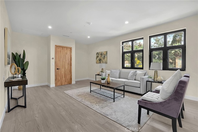 living room featuring light hardwood / wood-style flooring