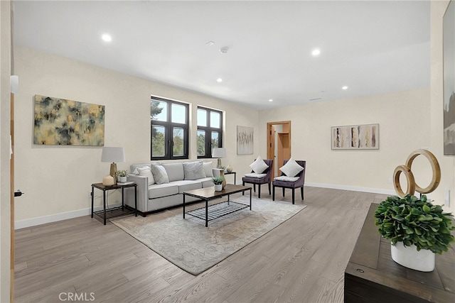 living room with light wood-type flooring