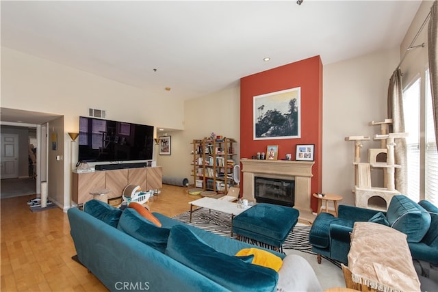 living room featuring light hardwood / wood-style flooring