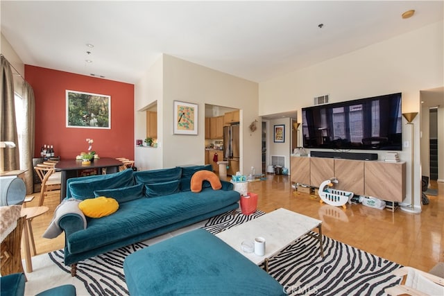 living room featuring light hardwood / wood-style flooring