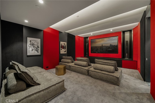 view of carpeted cinema room