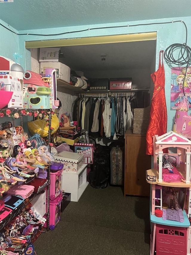 spacious closet with carpet flooring