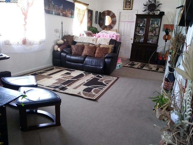 living room with carpet flooring