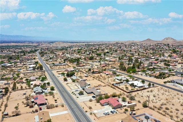 aerial view featuring a residential view and a mountain view