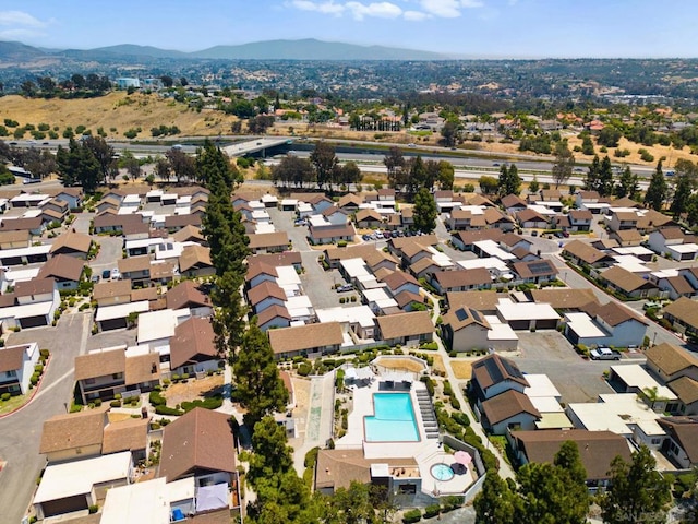 bird's eye view with a mountain view