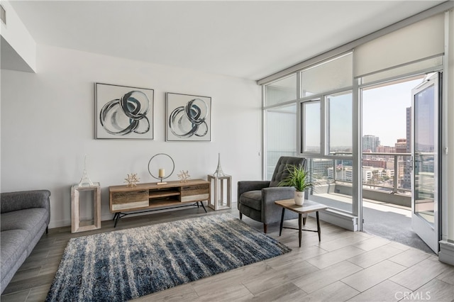 interior space with hardwood / wood-style flooring